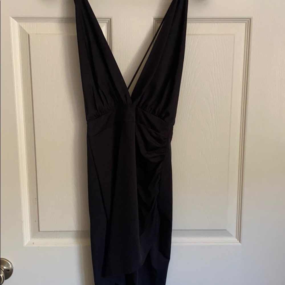 Mini black dress bodycon asymmetrical bottom